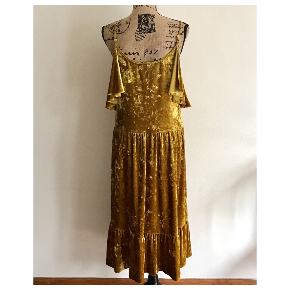 REBECCA MINKOFF COLD SHOULDER VELVET MIDI DRESS - Picture 5 of 6